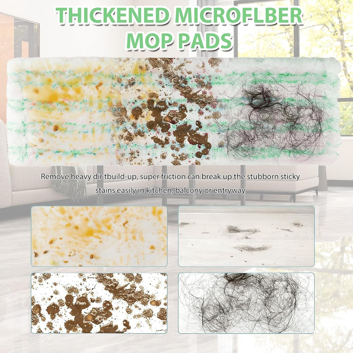 Lazy Mop for Cleaning Floors Mop With Pressure Clamping System Mini Mops no Need to Wash by Hand one-Touch Replacement 10 dry Sweeping Cloths, Suitable for Kitchens, Walls and Windows