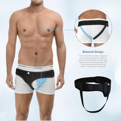 Medically Approved Hernia Belt, Truss, Inguinal Support Left Or Right Side With Removable Hernia Compression Pad Included - Universal Size