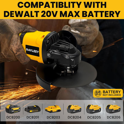 Cordless Angle Grinder for Dewalt 20V Battery, 4-1/2 Inch, 8500RPM Brushless Electric Angle Grinder Tool, 3 Variable Speeds Power Grinder for Cutting,Grinding,Polishing(Battery Not Included)