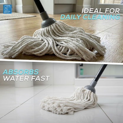 Cotton Floor Mops Mop System with Super Absorbent Cotton Head, 110cm Metal Handle and Extra Head Refill Effective Cleaning For Home, Office and Commercial Use