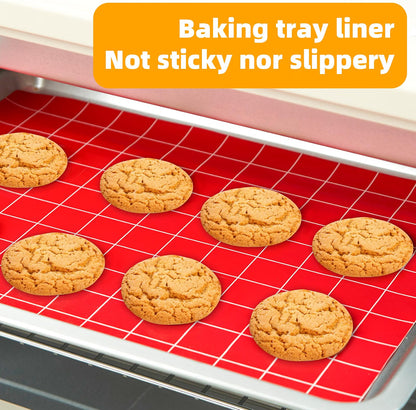 Silicone Baking Mat Roll 16IN*5FT, Non-Slip, Non-Stick, Reusable, Free Cutting, Oven Liner, Counter Mat, Freeze Dryer Mat, Red, Rectangular