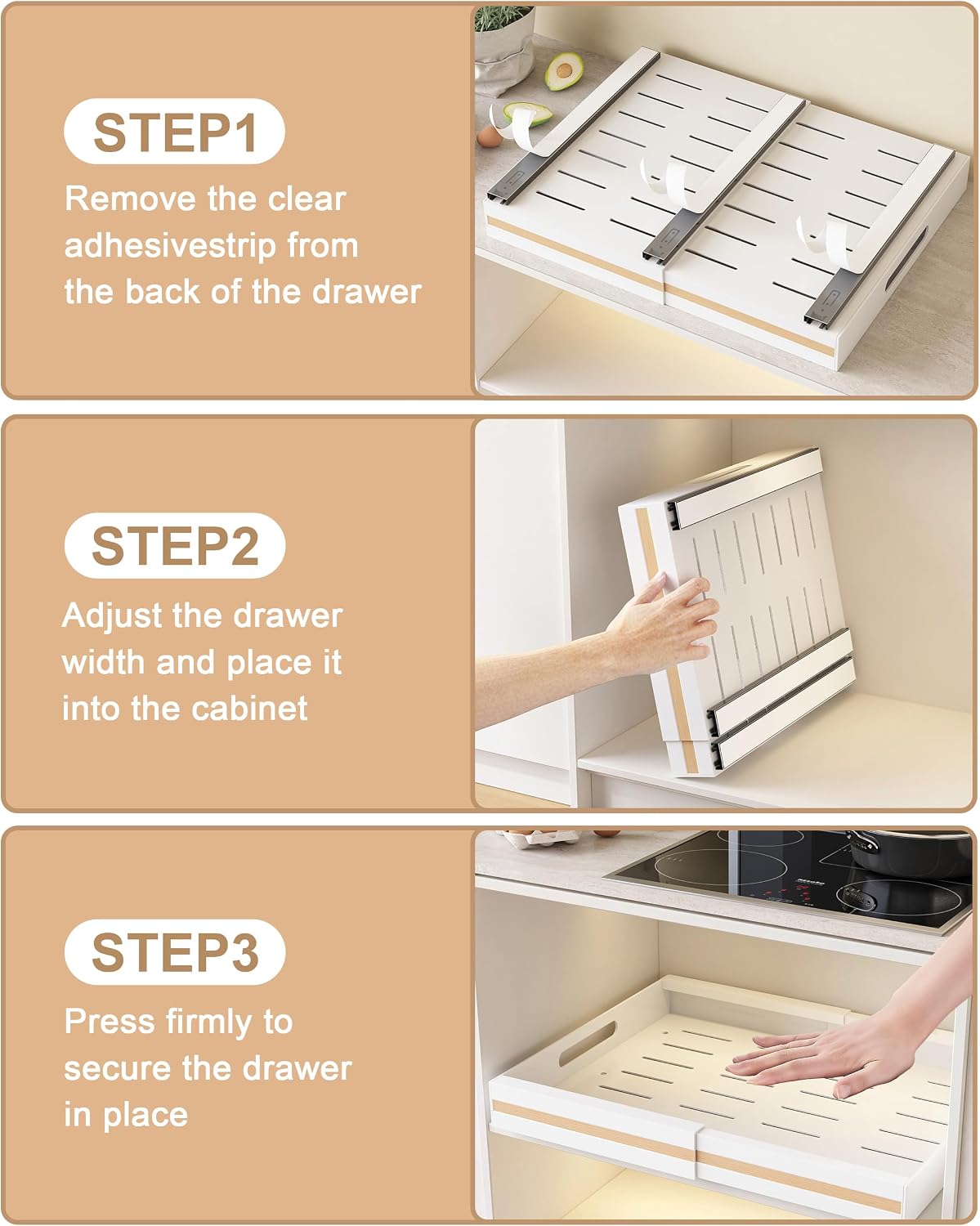 UMDONX 2 Pack Expandable Pull out Cabinet Organiser Cupboard Storage