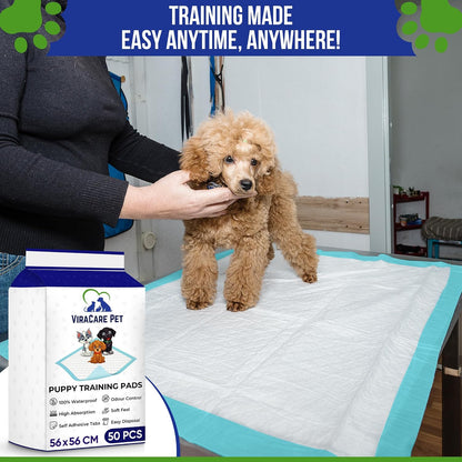 50 x Puppy Training Pads 56x56cm, Dog Pee Pad, Self Adhesive Tabs