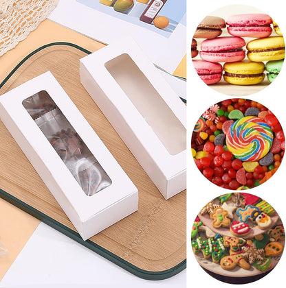 10 Pcs Macaron Boxes with Window, White Macaroons Box for Packaging 5 to 7 Macarons, Small Bakery Box Container for Chocolates, Biscuits, Truffles and Desserts