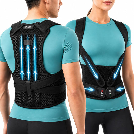 HLGO Posture Corrector for Women and Men Back Brace Posture Support Spine Align Back Straightener Adjustable Posture Corrector Black XXL