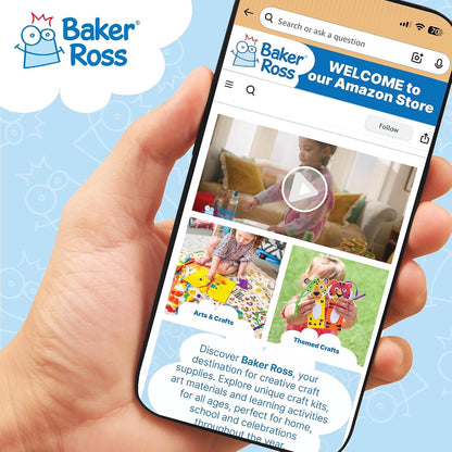 Baker Ross EF434 Self-Adhesive Glitter Foam Sheets - Creative Art Supplies for Kids, Seasonal Crafts and Decorations (Pack of 7)