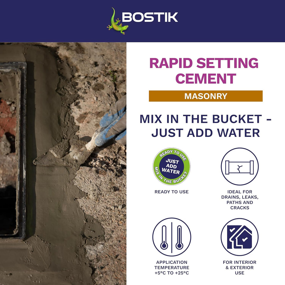 Bostik Rapid Setting Cement 2.5kg - Fast-Setting