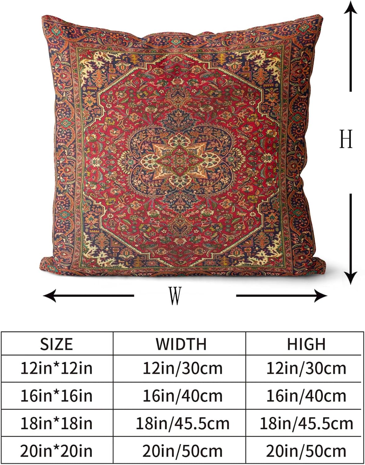 Boho Throw Pillow Covers Set of 2 Maroon Antique & Vintage Design Double Sided Pattern 40x40 cm Soft Cushion Covers for Garden Couch Sofa Bed Decorative 16x16 Inch Pillowcases