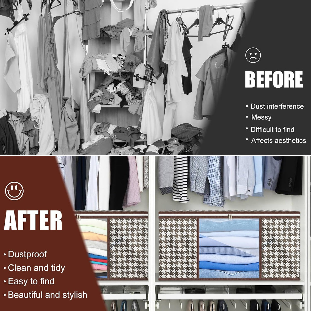 75L Storage Bags, 3 PCS Large Storage Bags Boxes With Lids, Foldable Clothes Storage Organiser, Breathable Thick Fabric Moving Bags For Clothes, Blanket, Comforters, Bedding