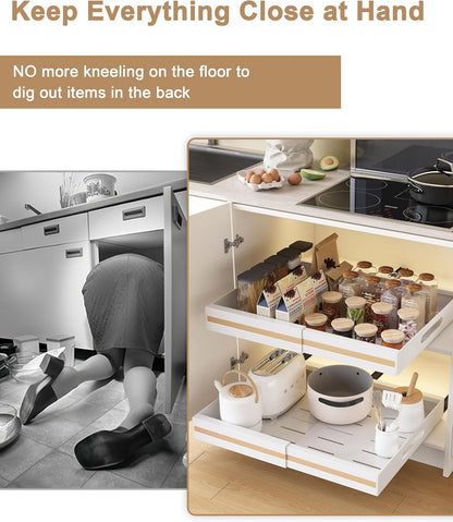 UMDONX 2 Pack Expandable Pull out Cabinet Organiser Cupboard Storage