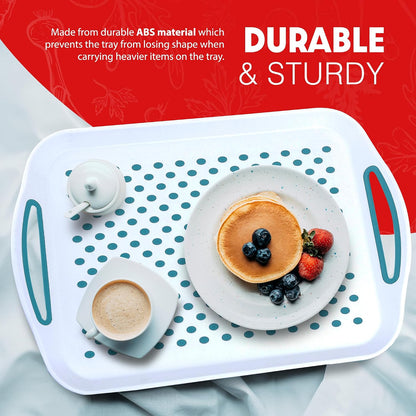 Essen 2-Pack Serving Tray Set – Non-Slip Lap Boards with Grip Handles, Ideal for Food Prep, Tea, Breakfast in Bed – Plastic Tray for Stable Dining – Dishwasher Safe (Black/Black)