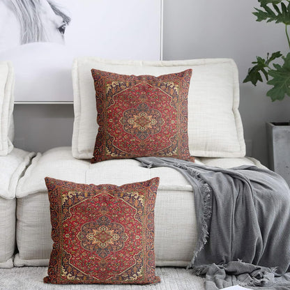 Boho Throw Pillow Covers Set of 2 Maroon Antique & Vintage Design Double Sided Pattern 40x40 cm Soft Cushion Covers for Garden Couch Sofa Bed Decorative 16x16 Inch Pillowcases