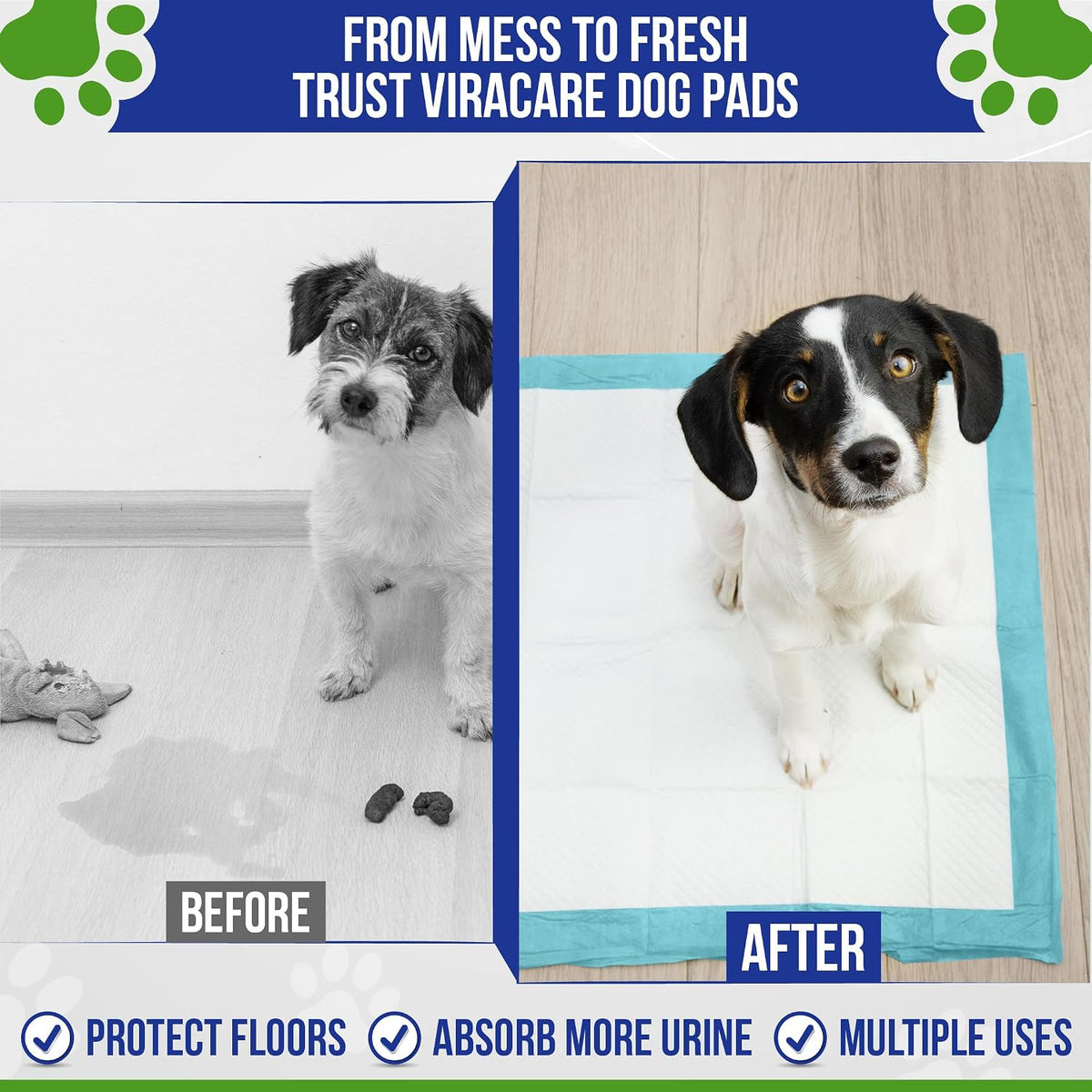 50 x Puppy Training Pads 56x56cm, Dog Pee Pad, Self Adhesive Tabs