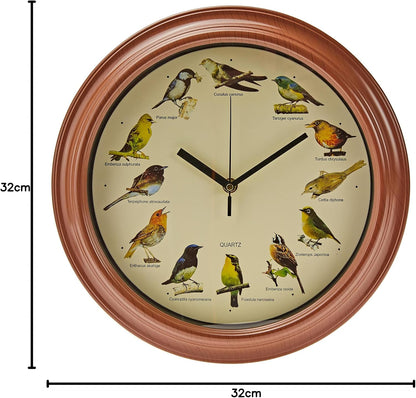 Out of the Blue Plastic Wall Clock with Birds Design, Multicolour, l x 32 cm w