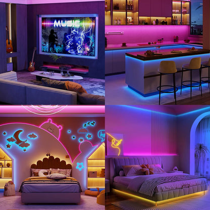 HOVVIDA LED Strip Lights 20M, 2x10M, 30 LEDs/Meter, RGB 24V LED Strip, 600 LEDs, APP and Remote Control, Music Sync, Timing Mode, LED for Room, Game Room, Party