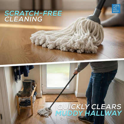 Cotton Floor Mops Mop System with Super Absorbent Cotton Head, 110cm Metal Handle and Extra Head Refill Effective Cleaning For Home, Office and Commercial Use