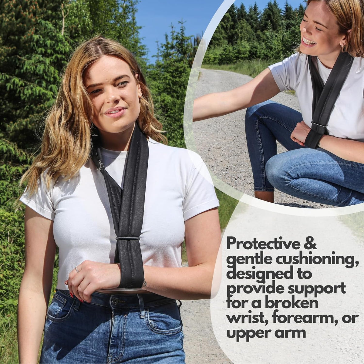 Solace Bracing Comfort Max Padded Sling (2 Colours) - British Made & NHS Supplied Collar & Cuff Sling for Adults - #1 Arm, Collarbone, Wrist, Shoulder & Elbow Support for Fractures & Injuries - Black