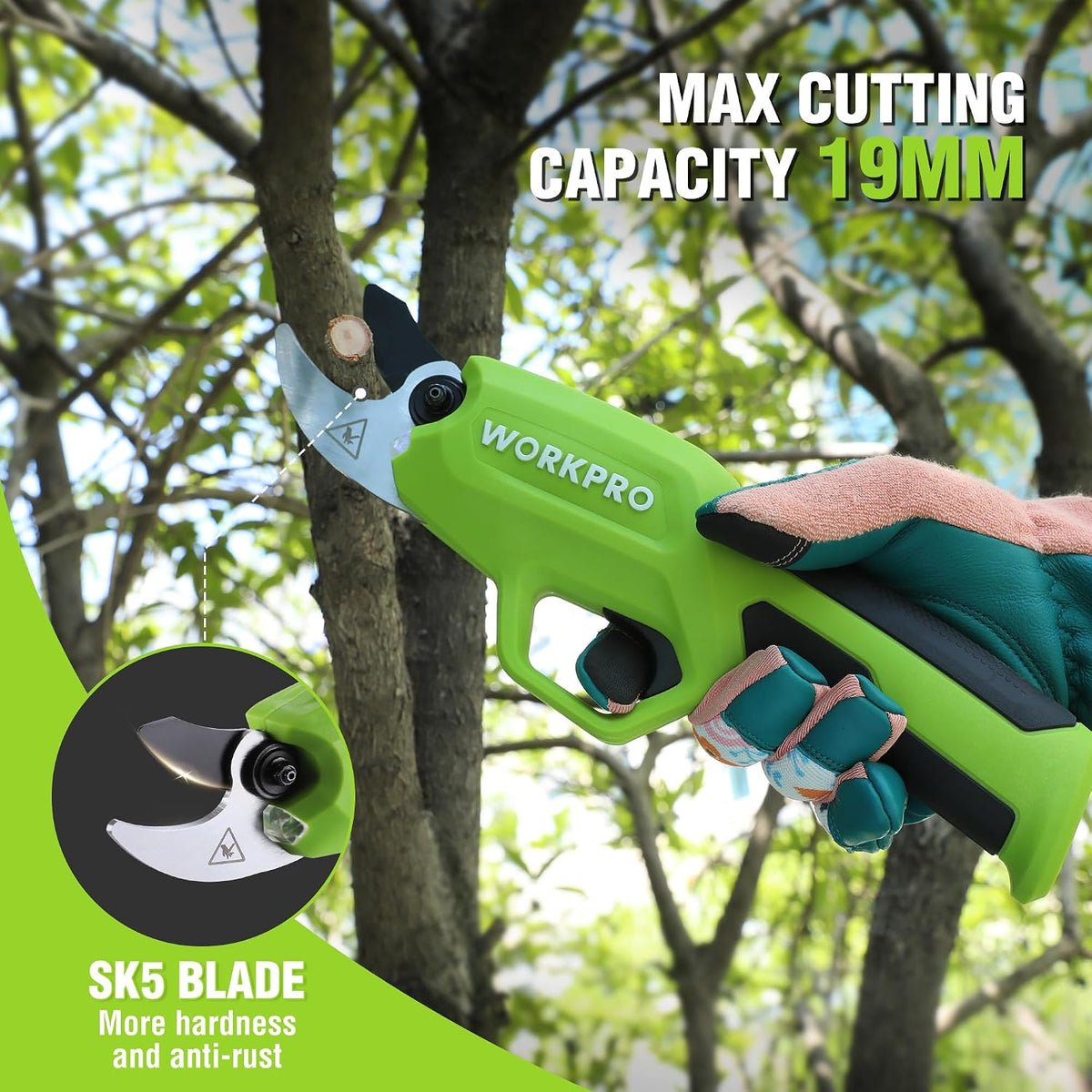 WORKPRO 7.2 V Cordless Electric Pruning Shears with SK5 Blade