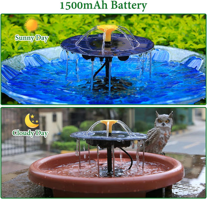 AISITIN 4W Solar Water Fountain with 1500mAh Battery, 2024 Upgraded Metal Stand Solar Powered Fountain Pump with 1 Flower Nozzle, Solar Fountains Water Feature for Garden, Bird bath, Ponds