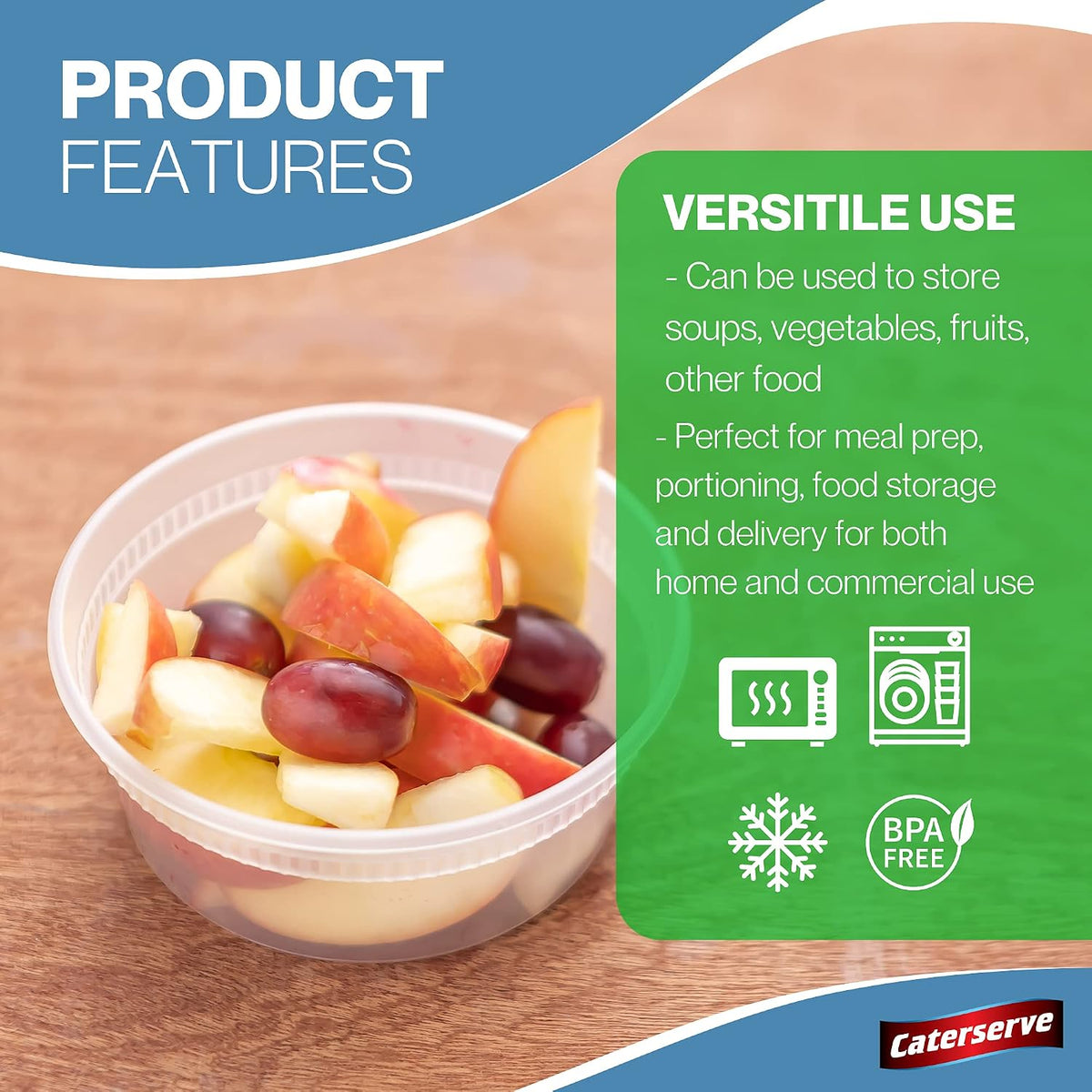 Caterserve 24 Small Plastic containers with Lids - Food Storage Container Set - Leakproof Meal Prep Containers - Reusable and Dishwasher Safe - Microwave and Freezer Safe Food Storage Tubs- 8oz- 236ml
