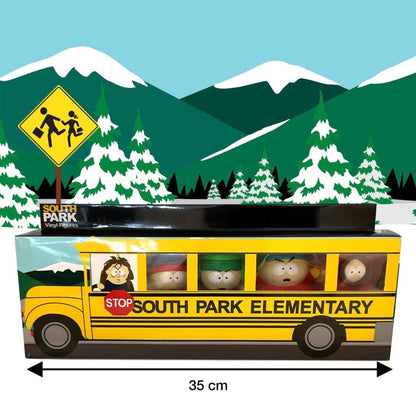 South Park 2.5" Vinyl Figure Collection School Bus Box. Includes Cartman, Stan, Kenny, Kyle and Butters