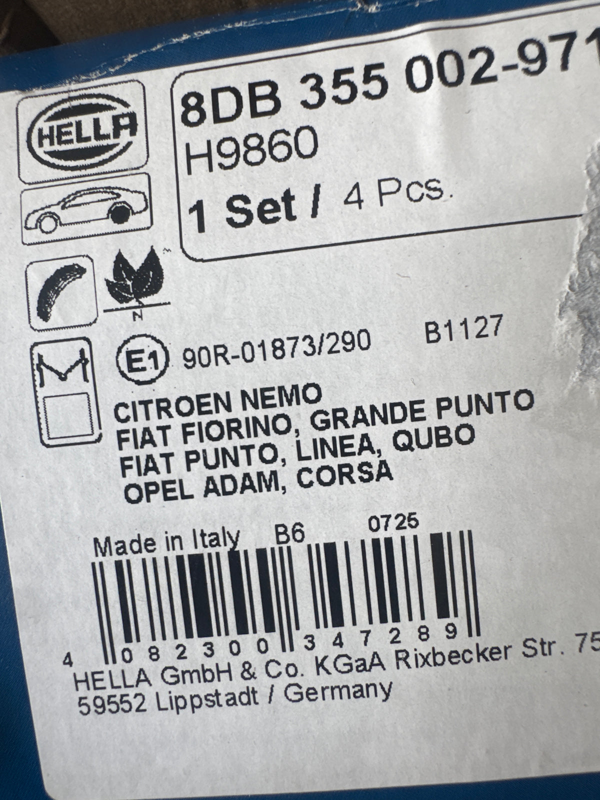 HELLA 8DB 355 002-971 Brake Shoe Set - H9860 - Brake System: Lockheed