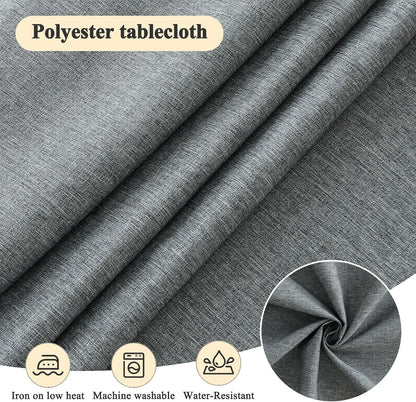 AooHome Tablecloth Round Φ140cm Grey, Wipe Clean Tablecloths Washable Polyester Faux Linen Tablecloth Water-repellent with Lotus-effect, Durable Scratch Resistant for Dining room, Balcony, Garden