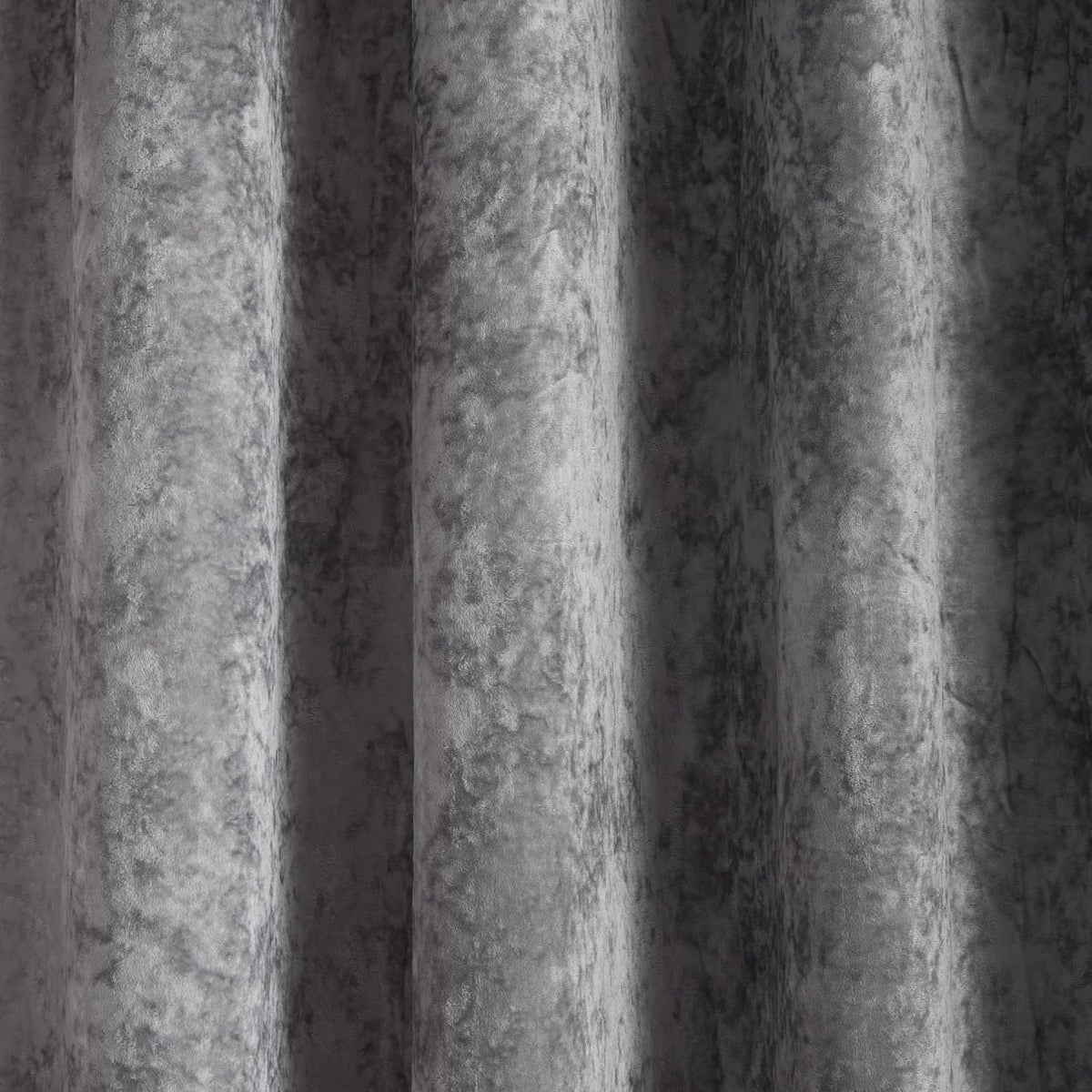 Catherine Lansfield Crushed Velvet 90x90 Inch Eyelet Curtains Silver Grey