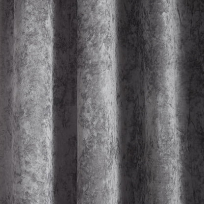 Catherine Lansfield Crushed Velvet 90x90 Inch Eyelet Curtains Silver Grey