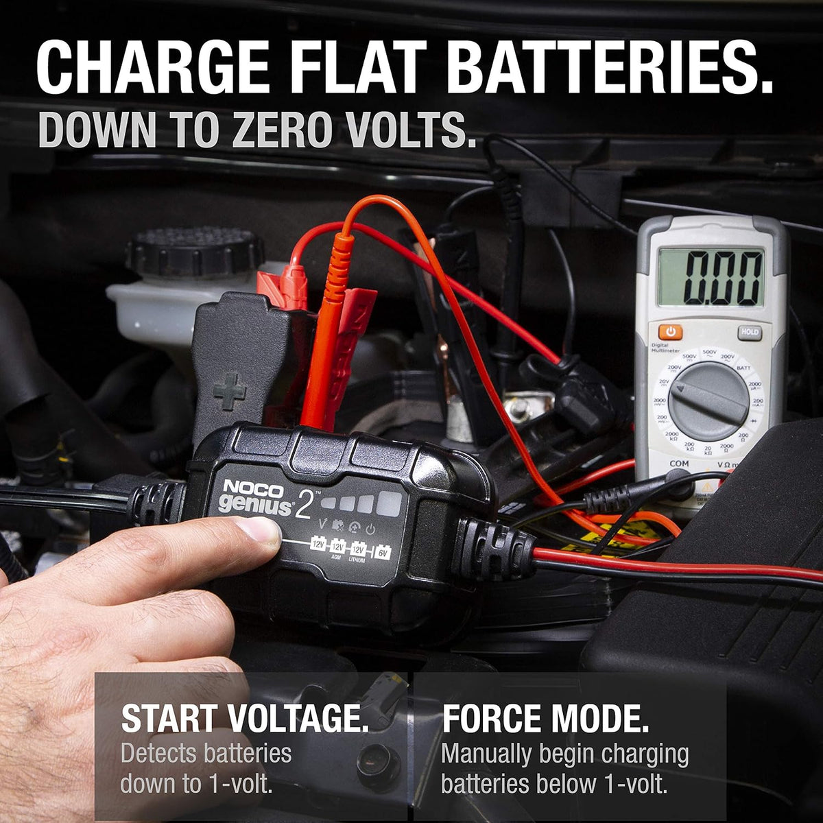 NOCO GENIUS2: 2A 6V/12V Smart Battery Charger – Automatic Maintainer, Trickle Charger & Desulfator with Overcharge Protection & Temperature Compensation – For Lead-Acid & Lithium Batteries