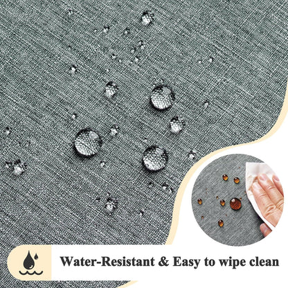 AooHome Tablecloth Round Φ140cm Grey, Wipe Clean Tablecloths Washable Polyester Faux Linen Tablecloth Water-repellent with Lotus-effect, Durable Scratch Resistant for Dining room, Balcony, Garden