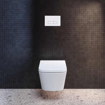 Ideal Standard Oleas Toilet Flush Plate, Dual Flush Technology via Mechanical Release, Easy Operation and Durable Design (Square/Round) – White (234x8.5x154 mm)