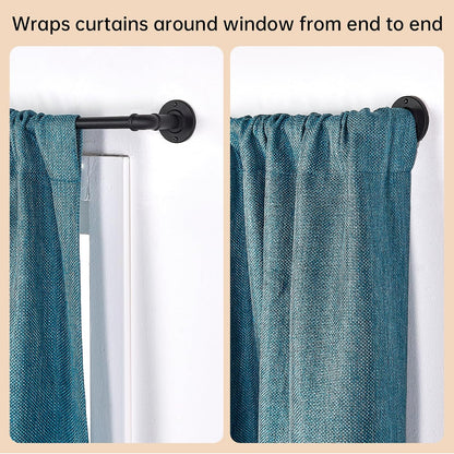 2 Pack Industrial Curtain Rods for Windows 48 to 84 Inches, Blackout Wrap Around Curtain Rod, for Indoor and Outdoor, 5/8 Inch Diameter, 35 to 75 Inches, Black