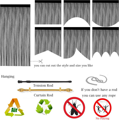 Taiyuhomes String Door Curtains Fly Screen Curtain For Window Decorations Living Room Doorways Crystal Plain Tassel (White, 90x245cm)