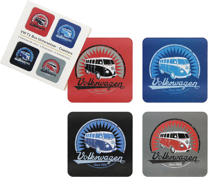 BRISA VW Collection - T1 Bus Camper Drink Coasters, 4-Pack