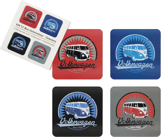 BRISA VW Collection - T1 Bus Camper Drink Coasters, 4-Pack
