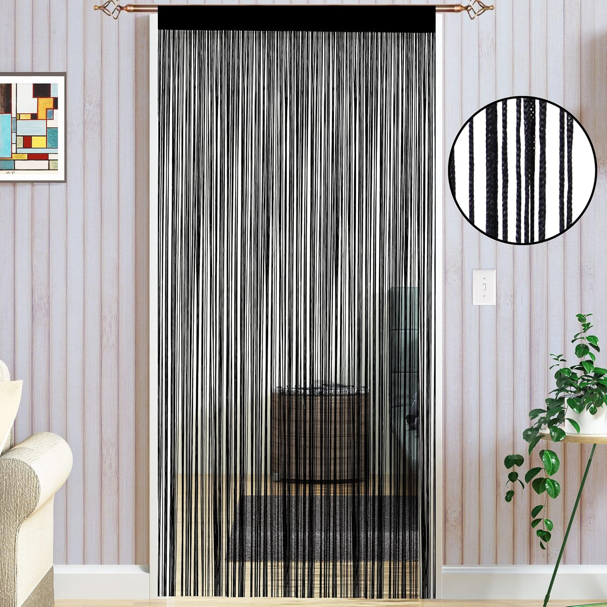Taiyuhomes String Door Curtains Fly Screen Curtain For Window Decorations Living Room Doorways Crystal Plain Tassel (White, 90x245cm)