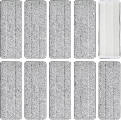 10 Microfibre Mop Pads, Washable Dry/Wet Replacement for All Spray Mops, Fit for Hardwood, Marble, Tiles, Laminate (Grey)