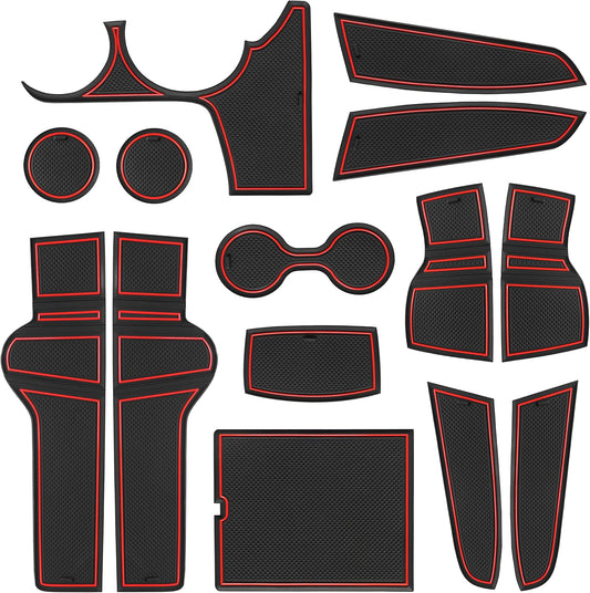 Customized Liners for Kia Sportage NQ5 Accessories 2023 Hybrid Cup Holder Insert Liner Center Console Liner Glove Box Mats Inserts Non-Slip Mats Pad 14-PC Set (Red Trim)