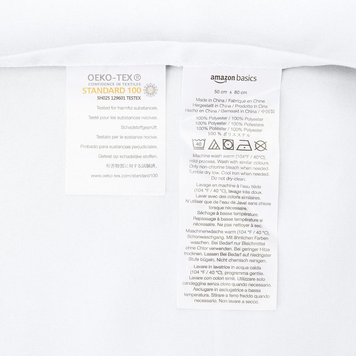 Amazon Basics Microfiber Pillowcases, Standard Size 50 x 80 cm (Pack of 2), Bright White, Pillows Not Included