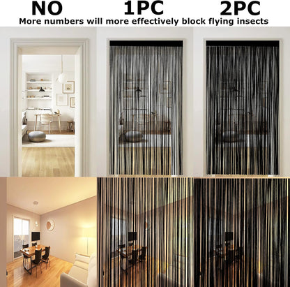 Taiyuhomes String Door Curtains Fly Screen Curtain For Window Decorations Living Room Doorways Crystal Plain Tassel (White, 90x245cm)