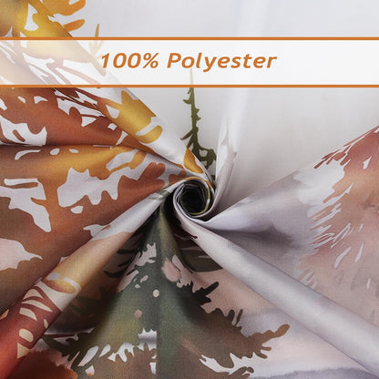 Bonhause Misty Forest Shower Curtain, Orange Pine Tree Woodland Nature Bathroom Curtain 180 x 180 cm Waterproof Mildew and Mould Resistant Polyester Fabric Bath Curtain with 12 Hooks