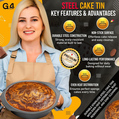 2 Pack 8 Inch Non-Stick 20cm Cake Pan for Baking – Non Stick Round Cake Tin Oven Safe Cake Pan