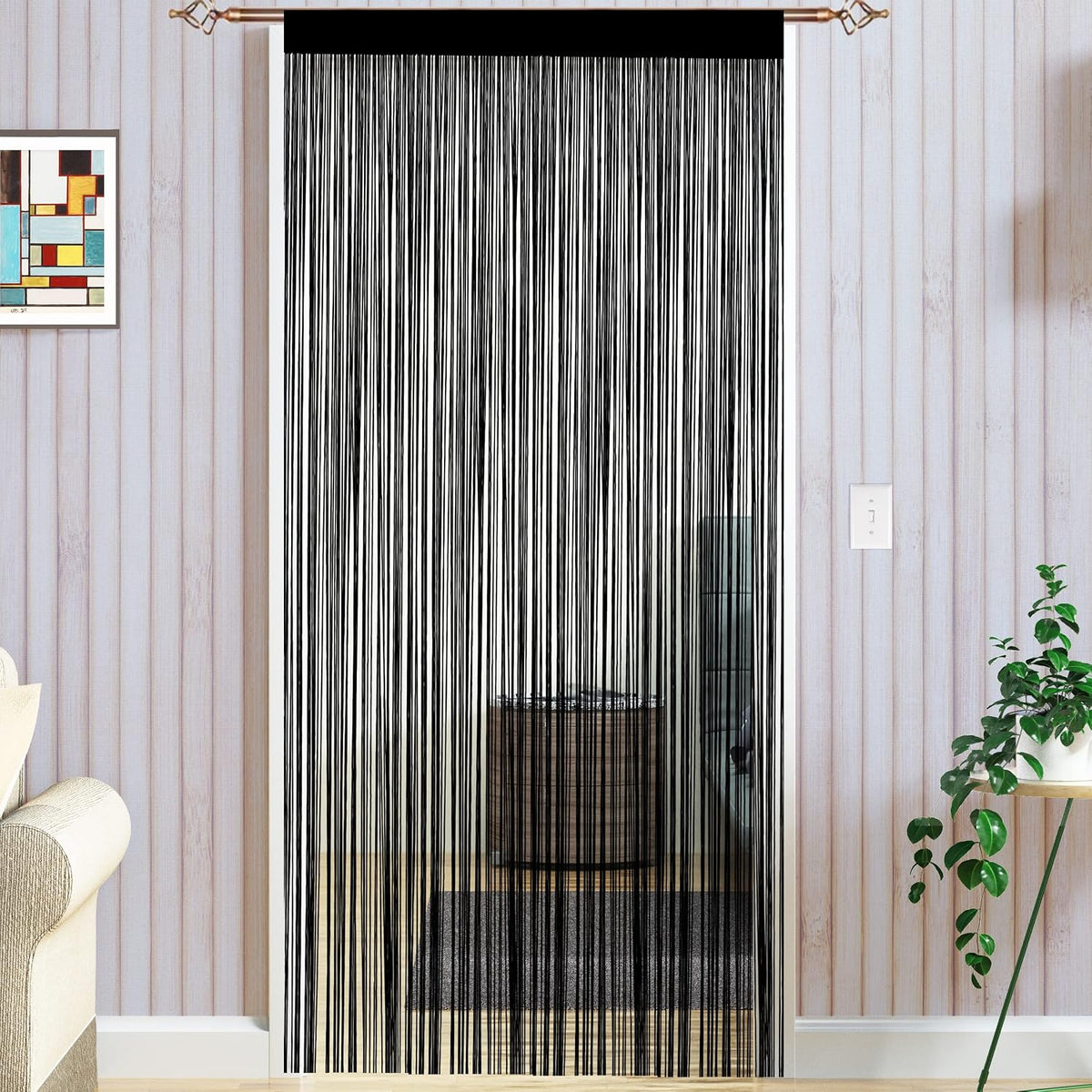 Taiyuhomes String Door Curtains Fly Screen Curtain For Window Decorations Living Room Doorways Crystal Plain Tassel (White, 90x245cm)