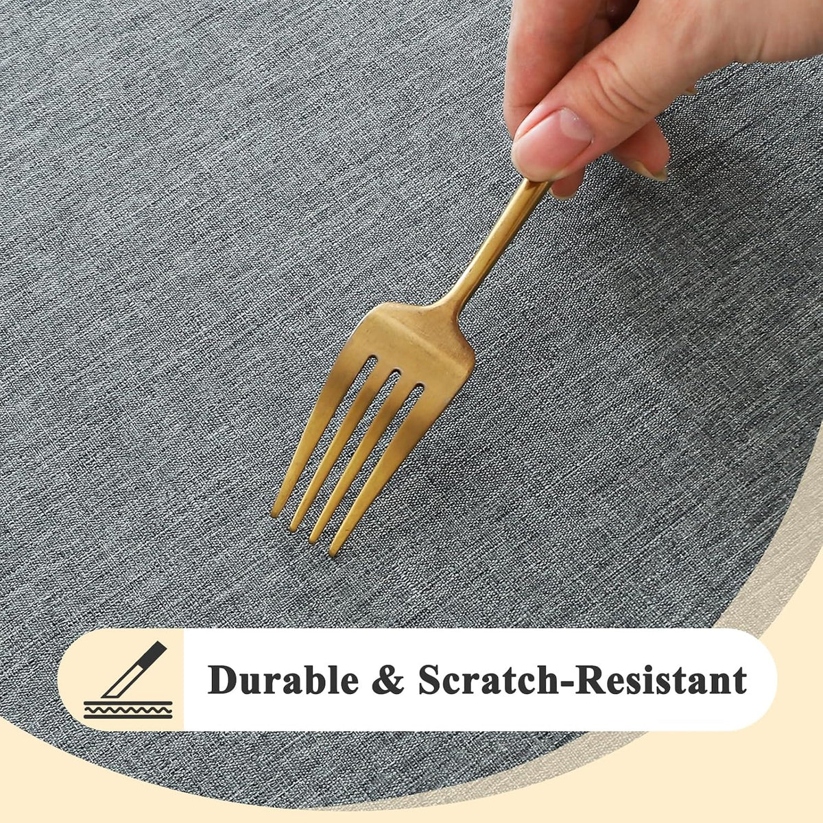 AooHome Tablecloth Round Φ140cm Grey, Wipe Clean Tablecloths Washable Polyester Faux Linen Tablecloth Water-repellent with Lotus-effect, Durable Scratch Resistant for Dining room, Balcony, Garden