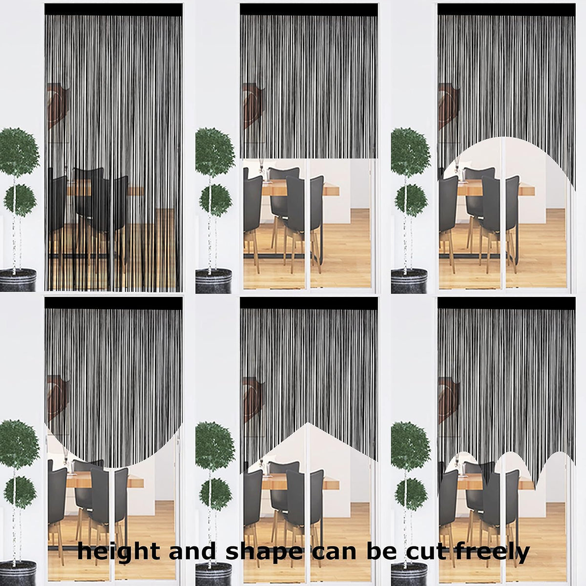 Taiyuhomes String Door Curtains Fly Screen Curtain For Window Decorations Living Room Doorways Crystal Plain Tassel (White, 90x245cm)