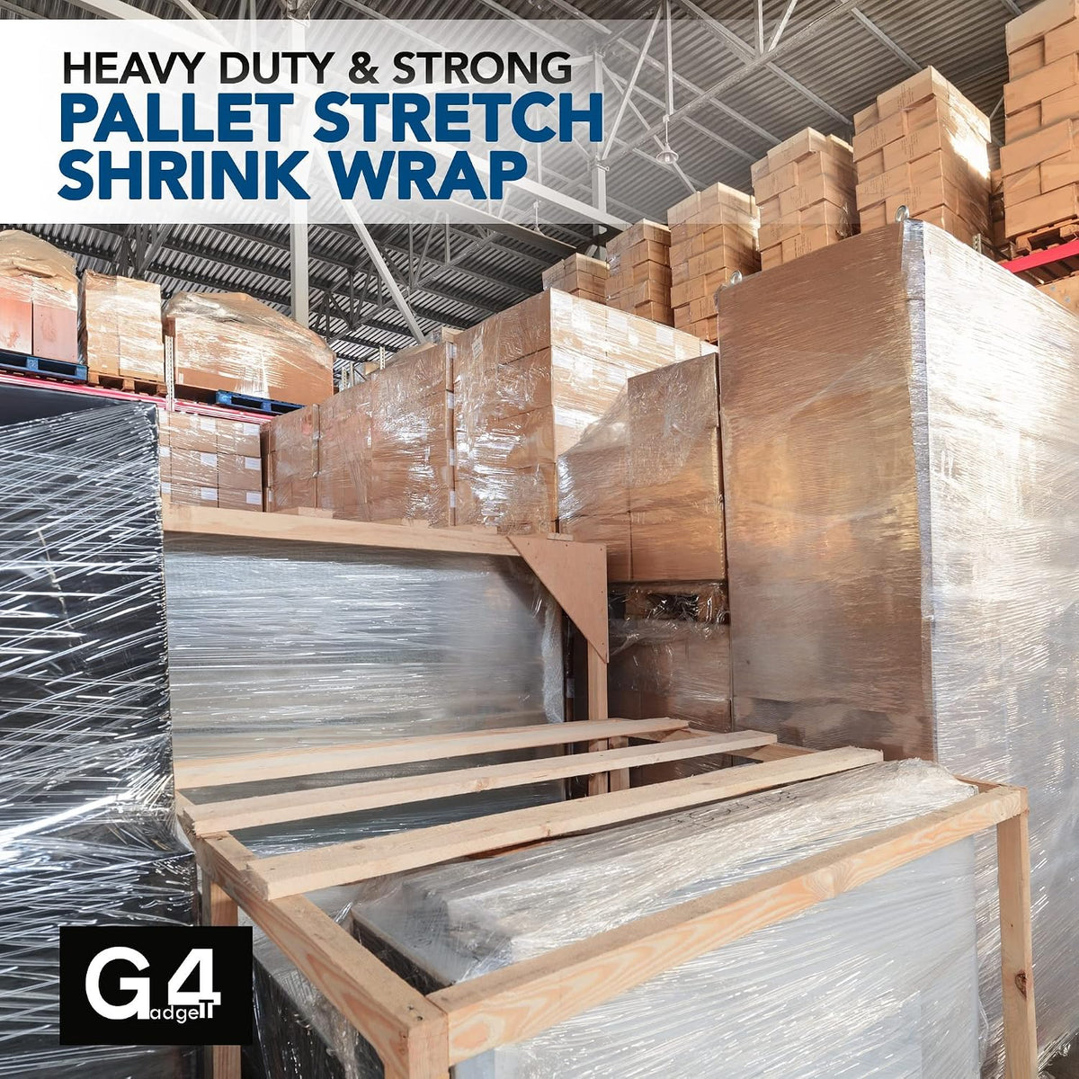 Heavy Duty Strong Pallet / StretchWrap / Shrink Wrap Packaging Cling Film - 400mm x 220m Pallet Stretch Wrap for Moving Home, Furniture, Luggage and Parcel