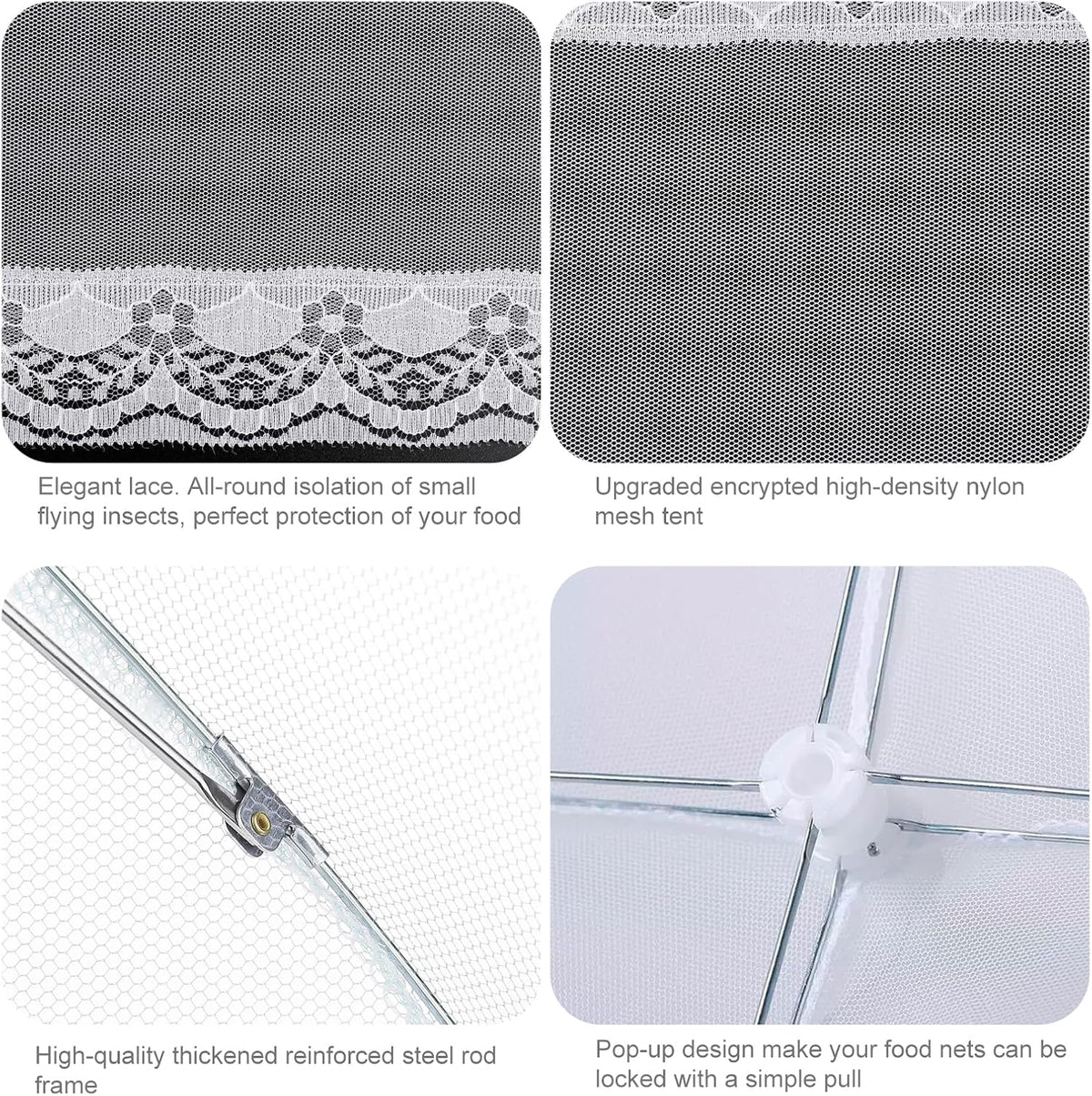 Homealexa 6 Pack Mesh Food Covers Pop Up, Reusable Food Net Covers (1 Extra-Large 24"×40" & 5×17"), Foldable Food Tent Fly Cover for Outdoor BBQ, Picnic, Garden Party, Cake, Fruit & Table Protection
