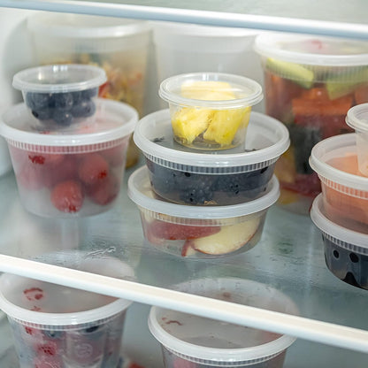 Caterserve 24 Small Plastic containers with Lids - Food Storage Container Set - Leakproof Meal Prep Containers - Reusable and Dishwasher Safe - Microwave and Freezer Safe Food Storage Tubs- 8oz- 236ml