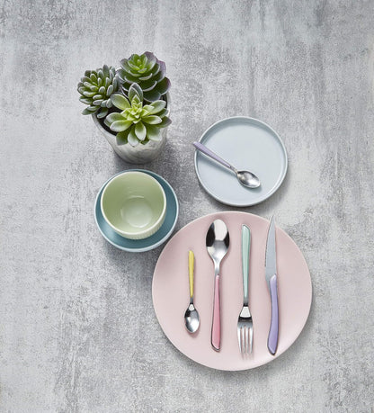 Amefa ECLAT Pastels 16 Piece Cutlery Set for 4 – 4 Pastel Colours – Mix & Match Coloured Handles – 18/0 Stainless Steel – Modern Cutlery with Mint, Lilac, Pink & Yellow Handles